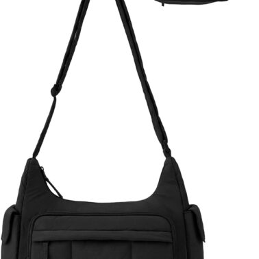 BAGSMART 2 in 1 Puffy Camera Sling Bag for Photographer, Everyday Shoulder Crossbody Bag with Pockets Digital Camera Case for DSLR/Mirrorless, Black