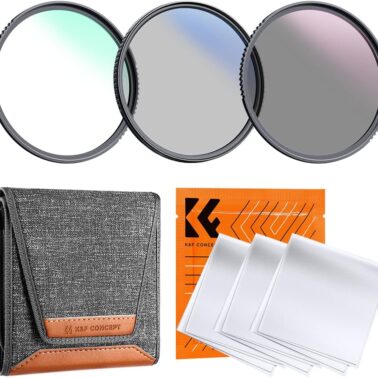 K&F Concept 49mm UV/CPL/ND Lens Filter Kit (3 Pieces)-18 Multi-Layer Coatings, UV Filter + Polarizer Filter + Neutral Density Filter (ND4) + Cleaning Cloth+ Filter Pouch for Camera Lens (K-Series)